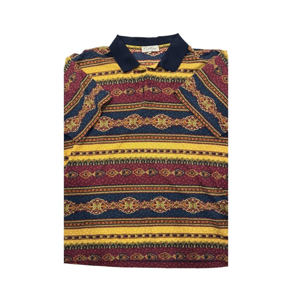 Cellini Made in Italy Knit Polo Baroque Stripe Vintage